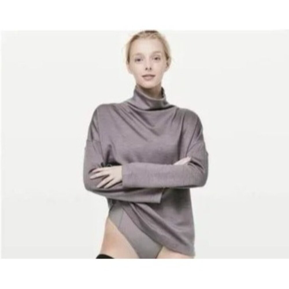 Lululemon Principal Dancer Funnel Neck Sweater Merino Wool Gray 10